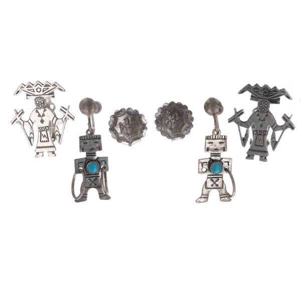 Navajo Sterling Silver Kachina Man Earrings