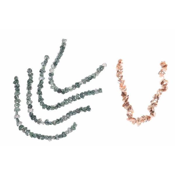 Tree Agate Bear Fetish Strands & Shell Fragments