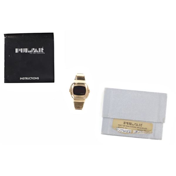 Pulsar Model 3120 14K Gold LED Watch 1975 in Box
