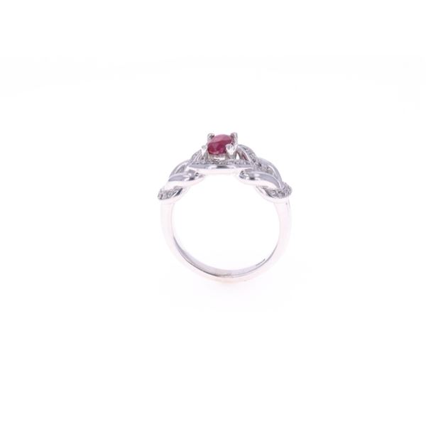 Natural Ruby Diamond 14k White Gold Ring
