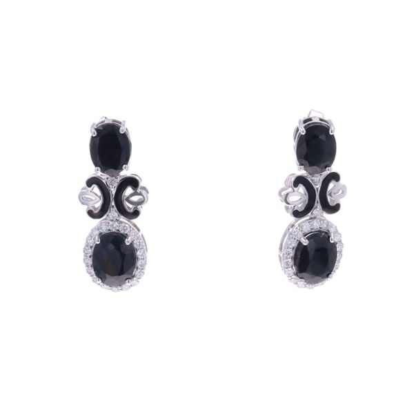Sapphire VS2 White Diamond 18k Gold Earrings