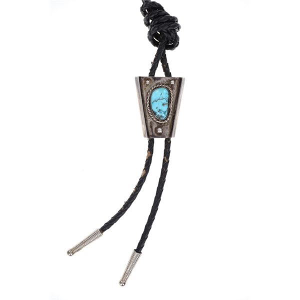 Navajo Sterling & Cripple Creek Turquoise Bolo