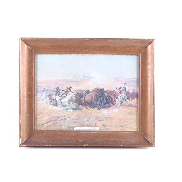 "Mandan Buffalo Hunt" C. M. Russell Framed Print