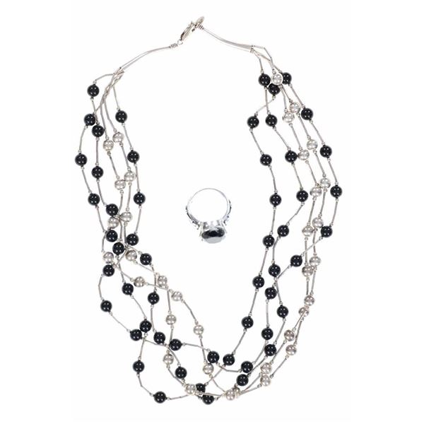 20th C. Jet & Sterling Silver Costume Jewelry