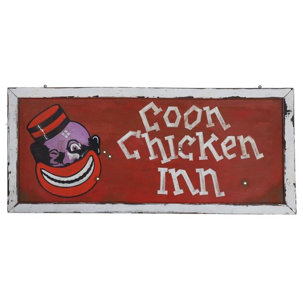 Coon Chicken Inn Metal Sign, ca. 1920s-1950s