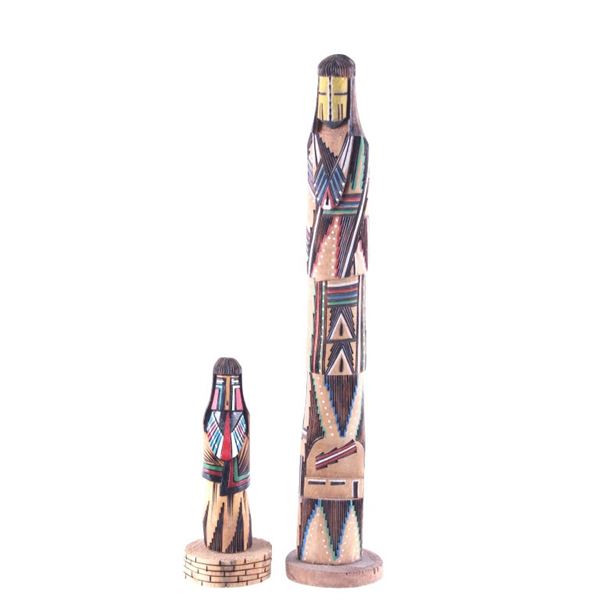 Yellow & Multicolored Face Shalako Kachinas 20th C