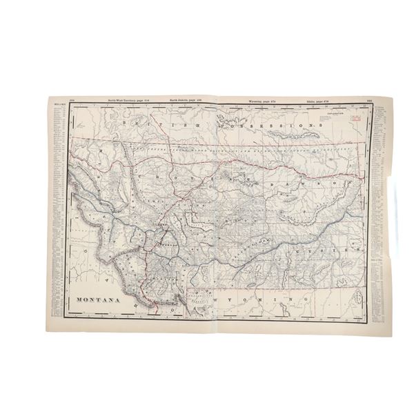 1892 Montana Railroad and Reservation Map, Cram