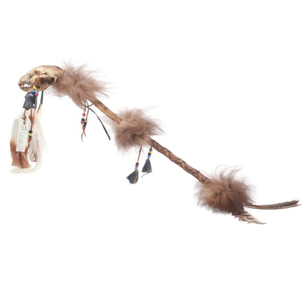 Apache Carl Pierce Raccoon Skull Talking Stick