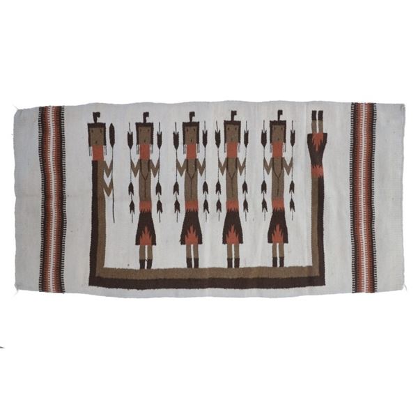 Vintage Navajo Style Diné Yei Wool Rug Runner