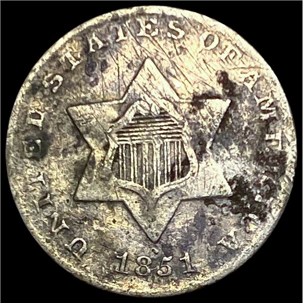 1851 Silver Three-Cent Piece NICELY  CIRCULATED