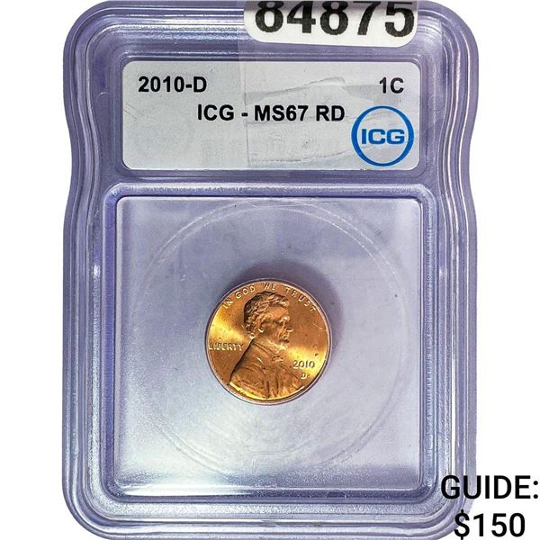 2010-D Lincoln Shield Penny ICG MS67 RD