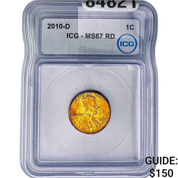 2010-D Lincoln Shield Penny ICG MS67 RD