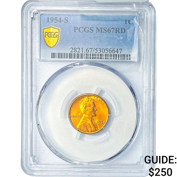 1954-S Wheat Cent PCGS MS67 RD