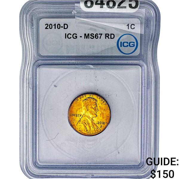 2010-D Lincoln Shield Penny ICG MS67 RD