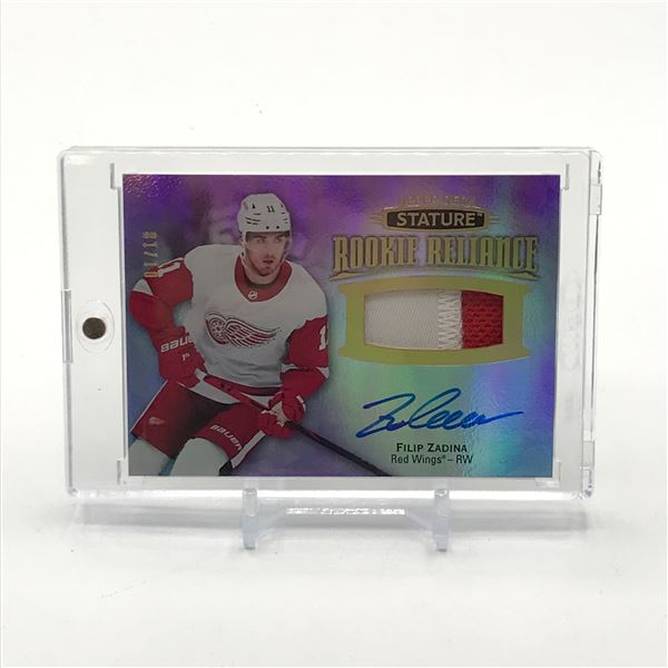 2019-20 UPPER DECK STATURE HOCKEY FILIP ZADINA SIGNED ROOKIE RELIANCE PATCH TRADING CARD 01/18