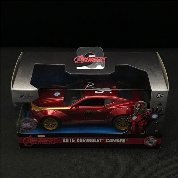 ROBERT DOWNEY JNR SIGNED IRON MAN DIE CAST CAR - KB COA