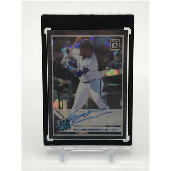 2019 PANINI DONRUSS OPTIC BASEBALL VLADIMIR GUERRERO JR RATED ROOKIES SIGNED TRADING CARD 15/25