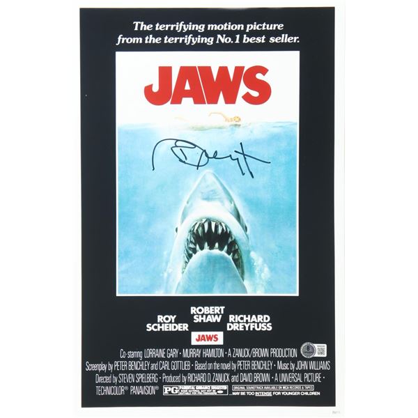 RICHARD DRYFUSS SIGNED JAWS 11 X 18 MOVIE POSTER (BECKETT COA)