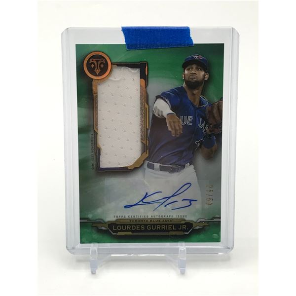 2019 TOPPS CERTIFIED AUTOGRAPH THREADS LOURDES GURRIEL JR SIGNED PATCH TRADING CARD 25/50