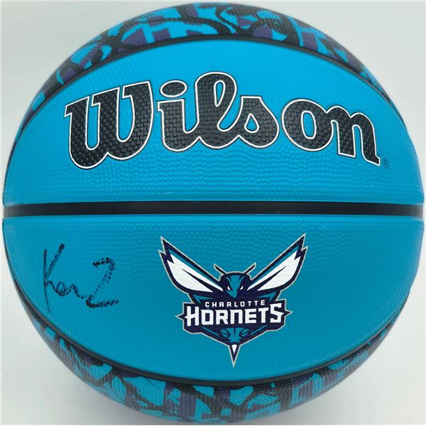 Kon Knueppel Autographed Charlotte Hornets Purple Graffiti Logo Basketball Fanatics Holo