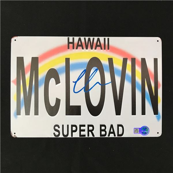 CHRISTOPHER MINTZ SIGNED MCLOVIN TIN SIGNED (WWOC COA)