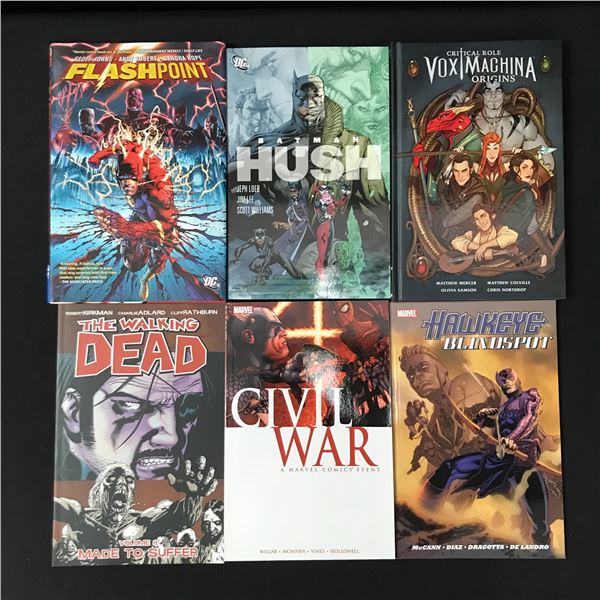 LOT OF 6 MIXED TITLE GRAPHIC NOVELS - MARVEL & DC