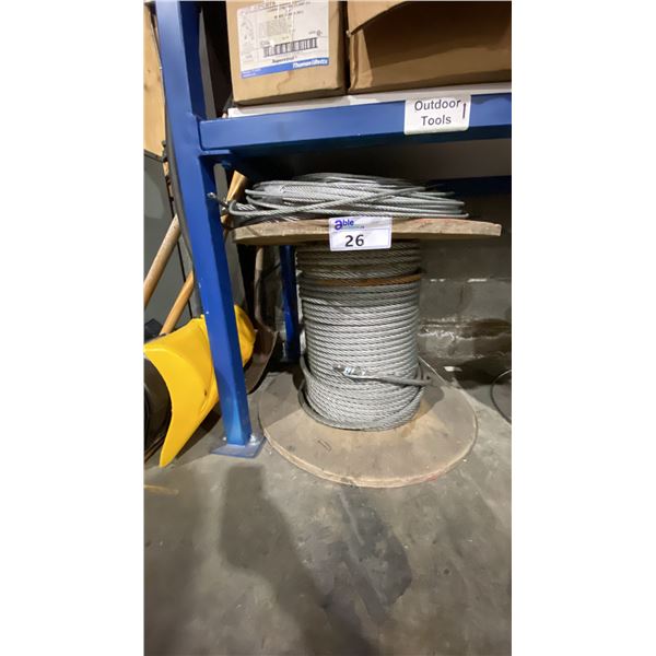 LARGE SPOOL OF INDUSTRIAL BRAIDED CABLE & GROUP OF ASSORTED BRAIDED CABLE