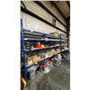 Image 1 : BLUE METAL BOLT TOGETHER 4 TIER SHELVING UNIT WITH WHITE WOODEN DECKING - APPROX 20'L X 25"D X 8'H