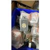 Image 3 : 3 BOXES & 1 BIN OF ASSORTED ELECTRICAL ITEMS, LIGHTS, SWITCHES, PARTS