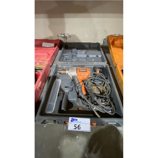 RIDGID R7120 1/2" INDUSTRIAL ELECTRIC DRILL IN HARD TRANSPORT CASE