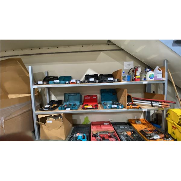 2 TIER METAL BOLT TOGETHER SHELVING UNIT APPROX 10'L X 2"D X 67"H