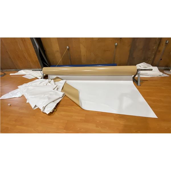 ASSORTED LARGE CANVAS ROLLS, STORAGE RACKS & MISCELLANEOUS CANVAS IN BUILDING 1