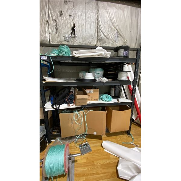 4 TIER BLACK METAL ADJUSTABLE PARTS SHELVING WITH ASSORTED CONTENTS