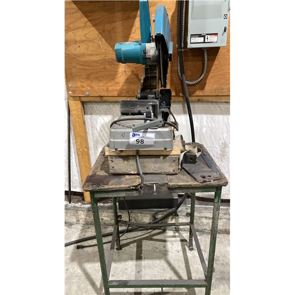 MAKITA LW1400 14" PORTABLE CUT OFF SAW ON MOBILE EQUIPMENT STAND