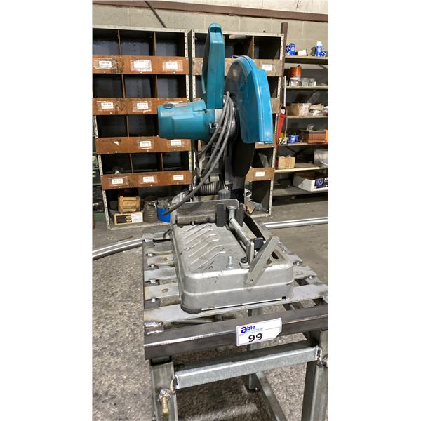 MAKITA LW1400 14" PORTABLE CUT OFF SAW ON MOBILE EQUIPMENT STAND