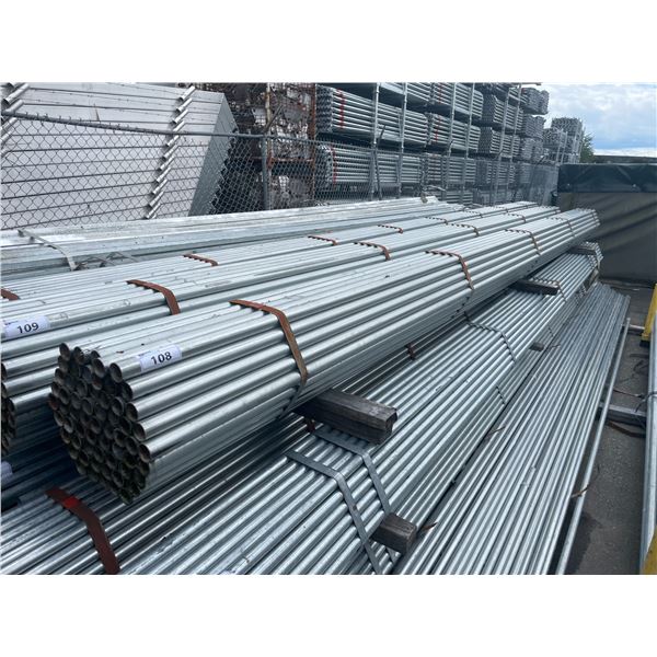 LARGE BUNDLE OF APPROX 21.5 FT LONG GALVANIZED STEEL TUBE STOCK