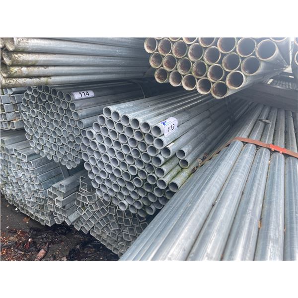 LARGE BUNDLE OF APPROX 21.5 FT LONG GALVANIZED STEEL TUBE STOCK