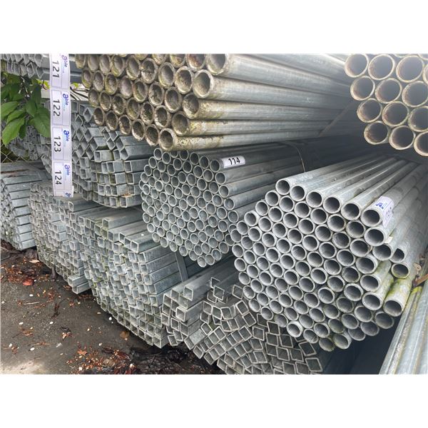 LARGE BUNDLE OF APPROX 21.5 FT LONG GALVANIZED STEEL TUBE STOCK