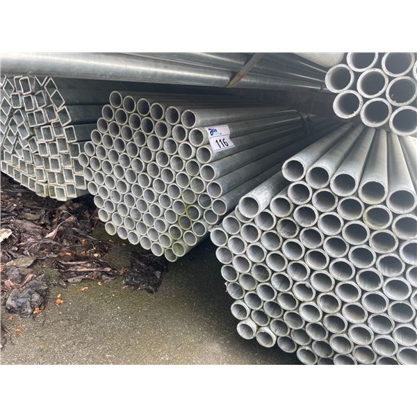LARGE BUNDLE OF APPROX 21.5 FT LONG GALVANIZED STEEL TUBE STOCK