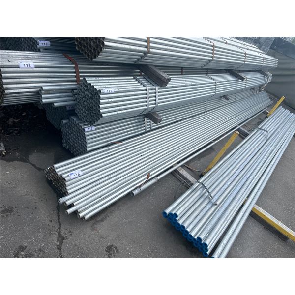 LARGE OPEN BUNDLE OF APPROX 21.5 FT LONG GALVANIZED STEEL TUBE STOCK