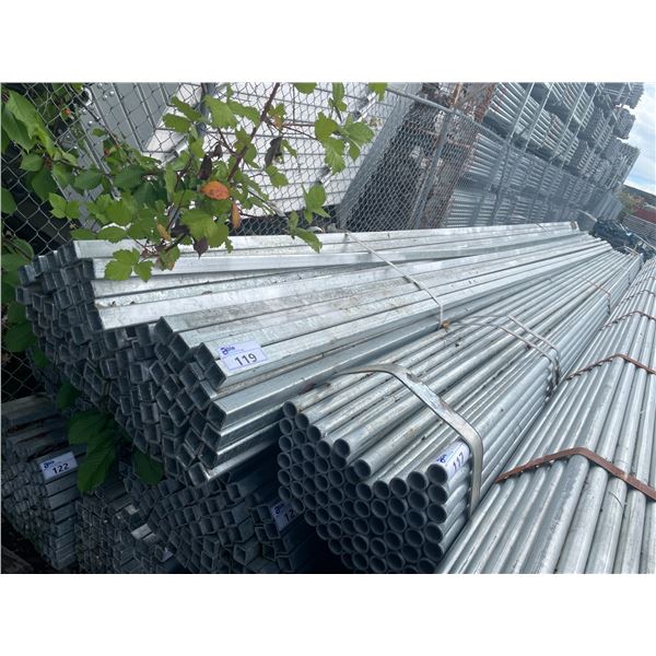LARGE BUNDLE OF APPROX 21.5 FT LONG GALVANIZED STEEL SQUARE STOCK