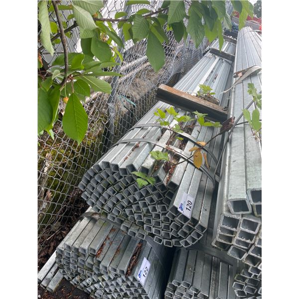 LARGE BUNDLE OF APPROX 21.5 FT LONG GALVANIZED STEEL SQUARE STOCK