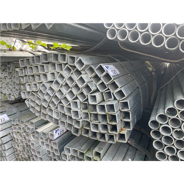 LARGE BUNDLE OF APPROX 21.5 FT GALVANIZED LONG STEEL SQUARE STOCK