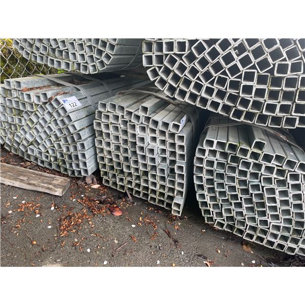 LARGE BUNDLE OF APPROX 21.5 FT LONG GALVANIZED STEEL SQUARE STOCK
