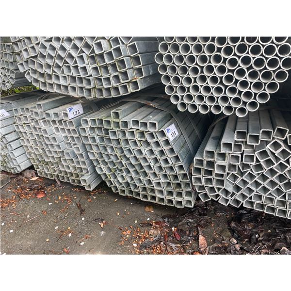 LARGE BUNDLE OF APPROX 21.5 FT LONG GALVANIZED STEEL SQUARE STOCK