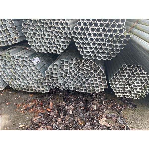 LARGE BUNDLE OF APPROX 21.5 FT LONG GALVANIZED STEEL SQUARE STOCK