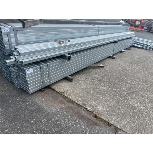 LARGE BUNDLE OF APPROX 21.5 FT LONG GALVANIZED STEEL SQUARE STOCK