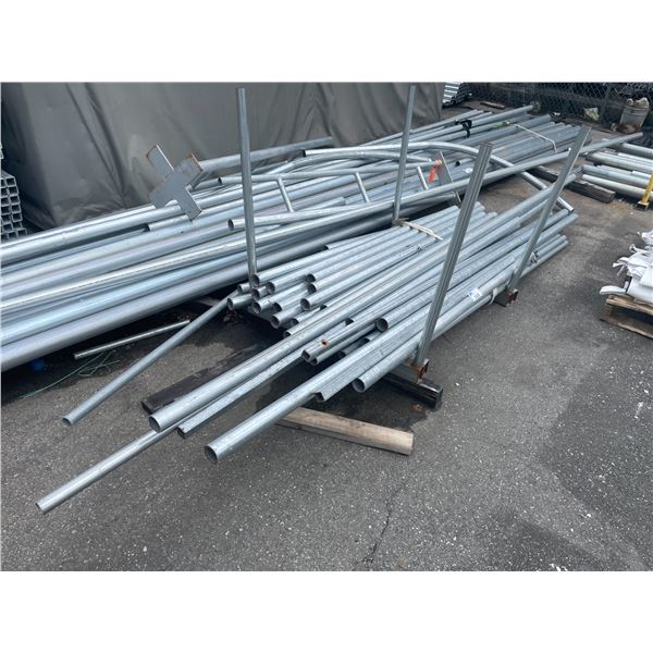 LARGE GROUP OF ASSORTED SIZED GALVANIZED STEEL TUBE STOCK LONGEST MEASURES APPROX 12 FT