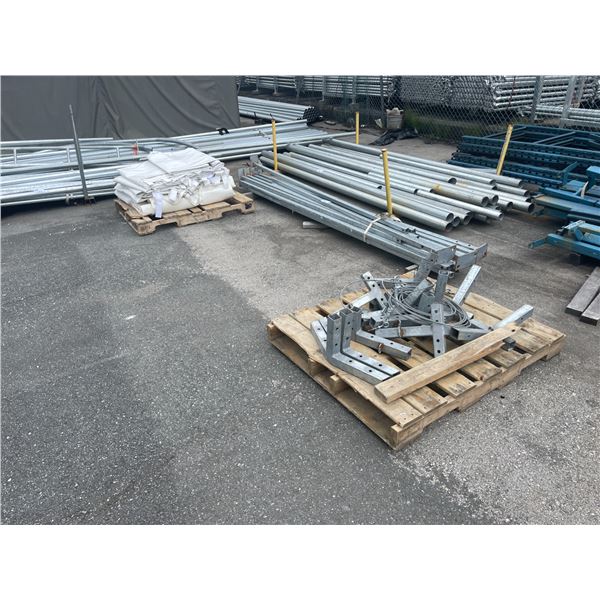 SMALL GALVANIZED STEEL PLASTIC CANVAS SIDED COMMERCIAL EVENT TENT - 3 PALLETS TOTAL