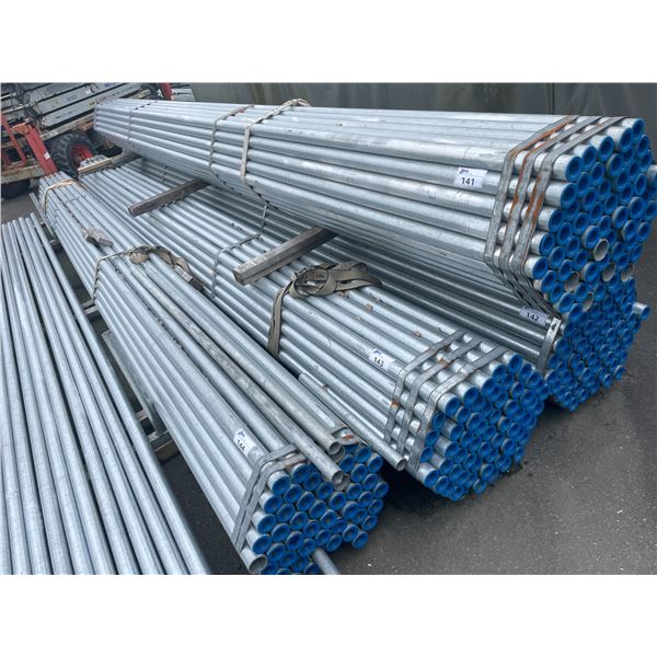 LARGE BUNDLE OF GALVANIZED STEEL TUBE STOCK APPROX 21 FT LONG